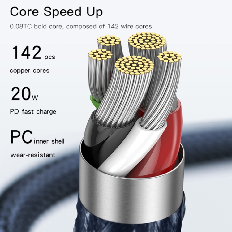 Yesido CA95 3A 20W USB-C / Type-C to 8 Pin Fast Charging Cable, Length: 1.2m - 6
