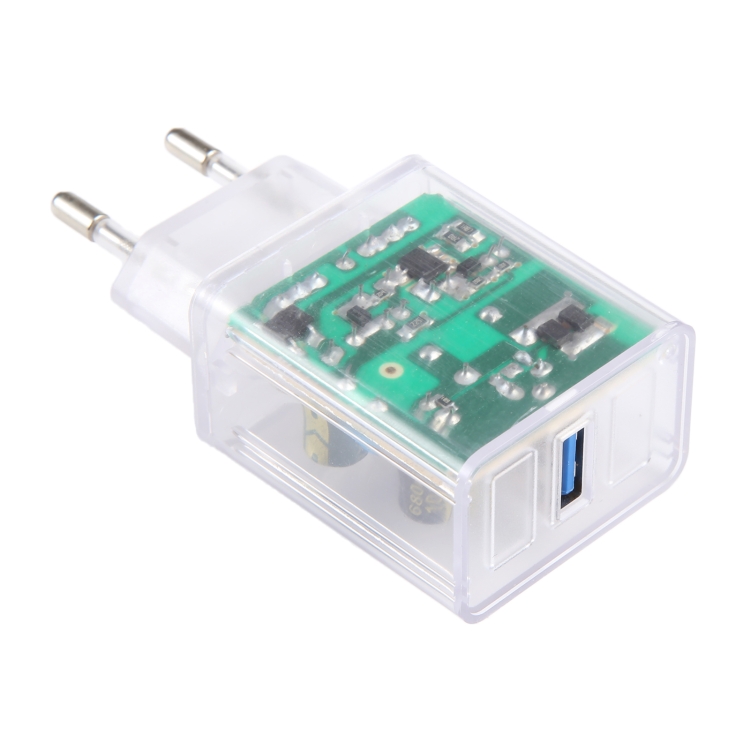 64-2 2A USB Transparent Charger, Specification: EU Plug 64-2 2A USB Transparent Charger, Specification: EU Plug