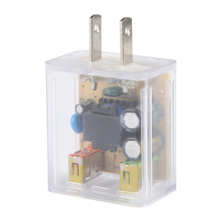 64-22 2A Dual USB Transparent Charger, specification: US Plug 64-22 2A Dual USB Transparent Charger, specification: US Plug