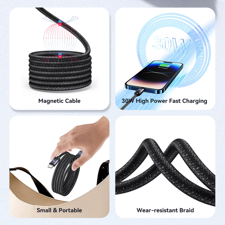 USAMS US-SJ705 Type-C to 8 Pin 30W Fast Charge Magnetic Data Cable, Length: 1m (Silver) USAMS US-SJ705 Type-C to 8 Pin 30W Fast Charge Magnetic Data Cable, Length: 1m (Silver)