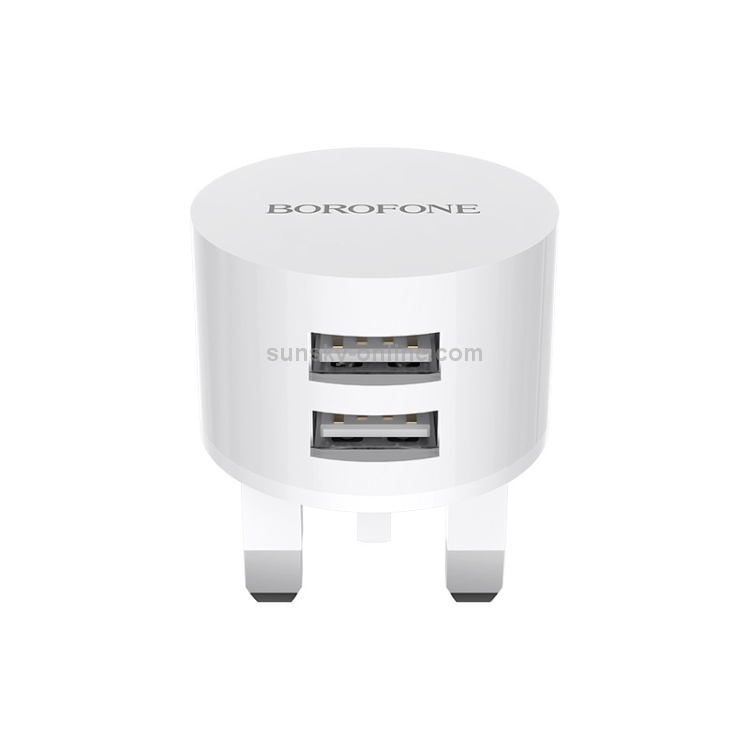 BOROFONE BA23B 2.1A Brilliant Dual Port Charger Power Adapter, UK Plug BOROFONE BA23B 2.1A Brilliant Dual Port Charger Power Adapter, UK Plug