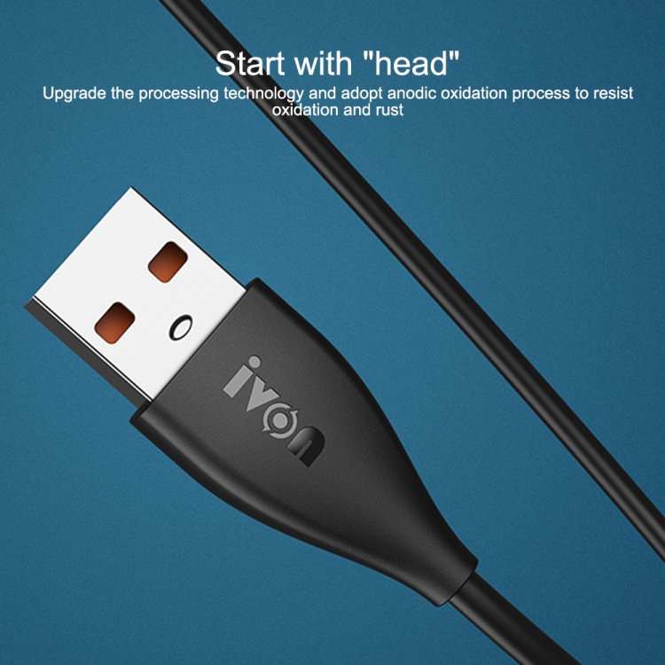 IVON CA87 USB to 8 Pin TPE Fast Charge Data Cable, Cable Length: 1m(Black) IVON CA87 USB to 8 Pin TPE Fast Charge Data Cable, Cable Length: 1m(Black)