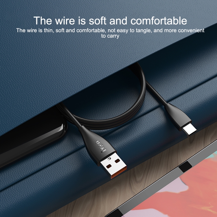 IVON CA87 USB to 8 Pin TPE Fast Charge Data Cable, Cable Length: 1m(Black) IVON CA87 USB to 8 Pin TPE Fast Charge Data Cable, Cable Length: 1m(Black)