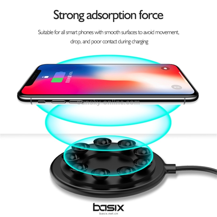 Basix C1 10W Sucker Round Metal Fast Charging Wireless Charger (Black) Basix C1 10W Sucker Round Metal Fast Charging Wireless Charger (Black)