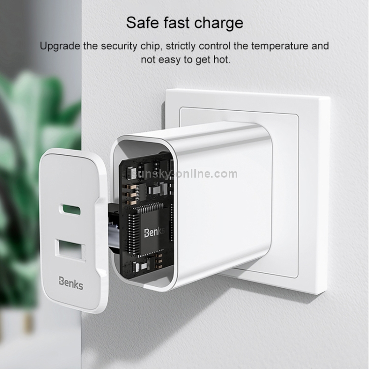 Benks PA35 Double-Port 30W USB+Type- C Wall Fast Charger Power Adapter Benks PA35 Double-Port 30W USB+Type- C Wall Fast Charger Power Adapter