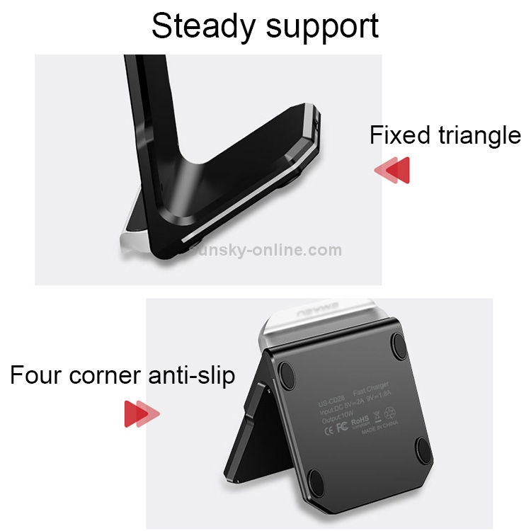 USAMS US-CD28 1-1.8A Fast Wireless Charger Stand Charging Station(Black) USAMS US-CD28 1-1.8A Fast Wireless Charger Stand Charging Station(Black)