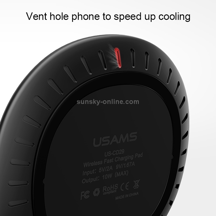 USAMS US-CD29 Horizontal 10W Qi Wireless Charger Charging Pad USAMS US-CD29 Horizontal 10W Qi Wireless Charger Charging Pad