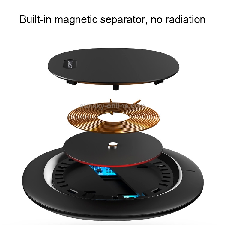 USAMS US-CD29 Horizontal 10W Qi Wireless Charger Charging Pad USAMS US-CD29 Horizontal 10W Qi Wireless Charger Charging Pad