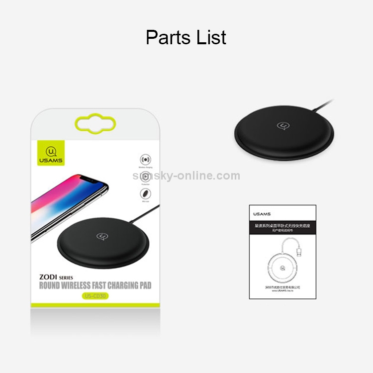 USAMS US-CD30 11.5mm Ultra-thin Round 10W Qi Wireless Charger Fast Charging Pad USAMS US-CD30 11.5mm Ultra-thin Round 10W Qi Wireless Charger Fast Charging Pad
