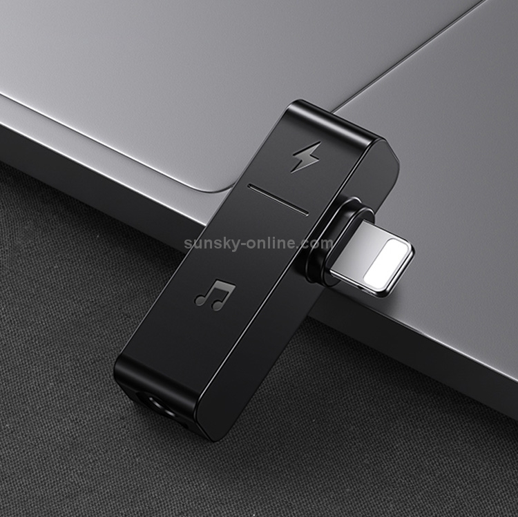 USAMS US-SJ385 AU12 8Pin + 3.5mm Audio Jack Charging & Audio Adapter(Black)