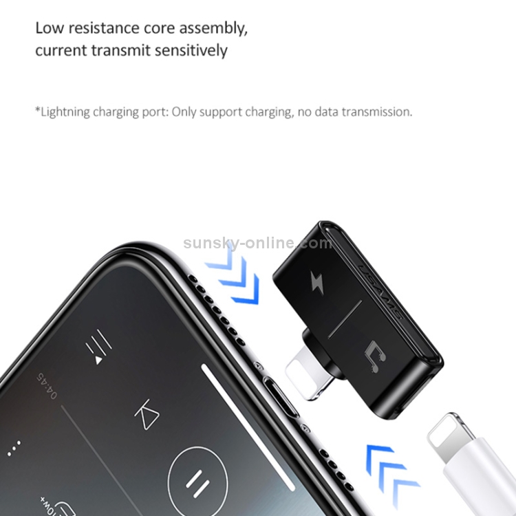 USAMS US-SJ385 AU12 8Pin + 3.5mm Audio Jack Charging & Audio Adapter(Black)