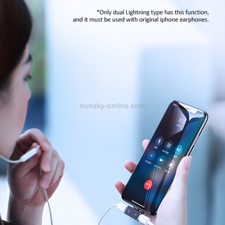USAMS US-SJ385 AU12 8Pin + 3.5mm Audio Jack Charging & Audio Adapter(Black)