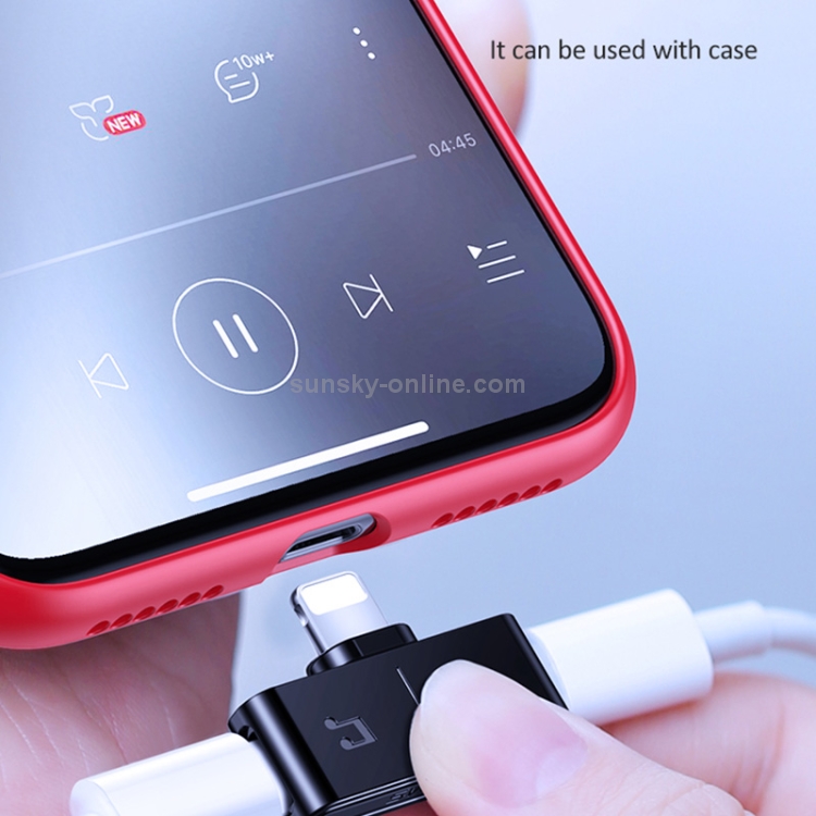 USAMS US-SJ385 AU12 8Pin + 3.5mm Audio Jack Charging & Audio Adapter(Black)