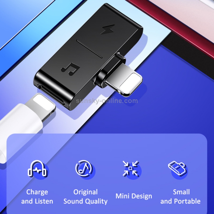 USAMS US-SJ385 AU12 8Pin + 3.5mm Audio Jack Charging & Audio Adapter(Black)