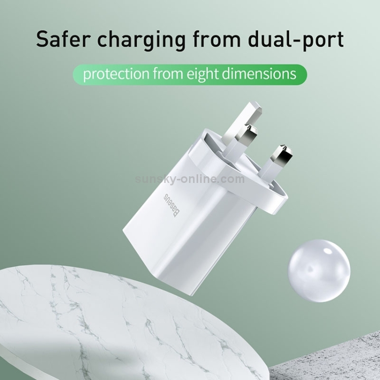 Baseus Speed Mini Series 10.5W Dual USB Travel Charger, UK Plug(White) Baseus Speed Mini Series 10.5W Dual USB Travel Charger, UK Plug(White)