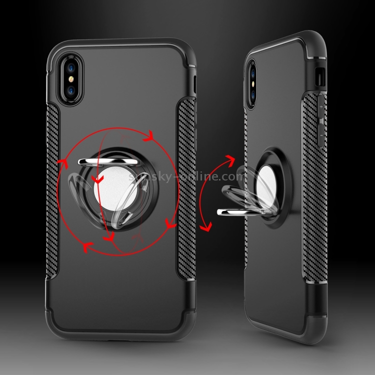 Custodia protettiva per armatura ad anello con rotazione magnetica a 360  gradi per iPhone X / XS (oro rosa)