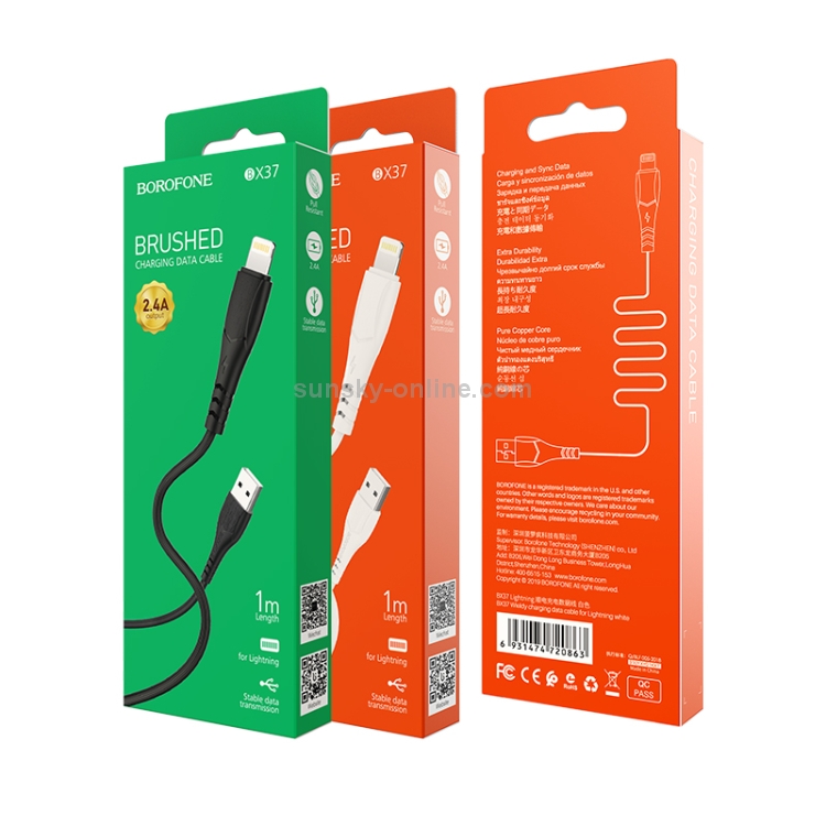 Borofone BX37 1m 2.4A Max Output USB to 8 Pin Wieldy Charging Data Cable (Black) Borofone BX37 1m 2.4A Max Output USB to 8 Pin Wieldy Charging Data Cable (Black)