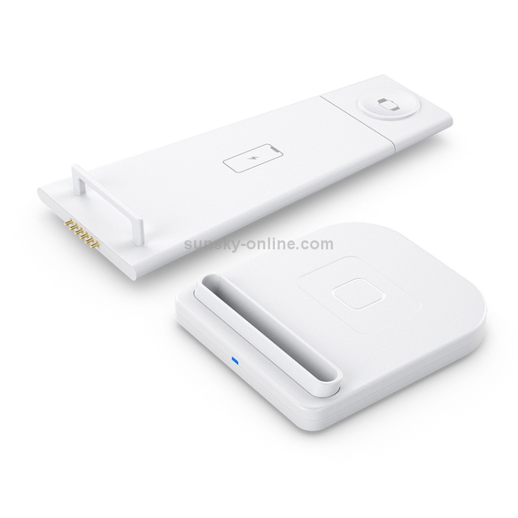 10W 3 in 1 QC 3.0 Vertical Multi-function Wireless Charger with Stand Function, Suitable for Mobile Phones / Apple Watch / AirPods (White) 10W 3 in 1 QC 3.0 Vertical Multi-function Wireless Charger with Stand Function, Suitable for Mobile Phones / Apple Watch / AirPods (White)