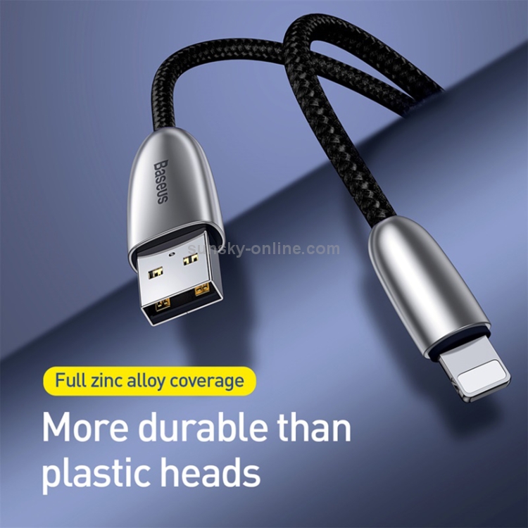 Baseus Torch Series 1m 2.4A 8 Pin to USB Nylon Braided Data Sync Charging Cable(Black) Baseus Torch Series 1m 2.4A 8 Pin to USB Nylon Braided Data Sync Charging Cable(Black)