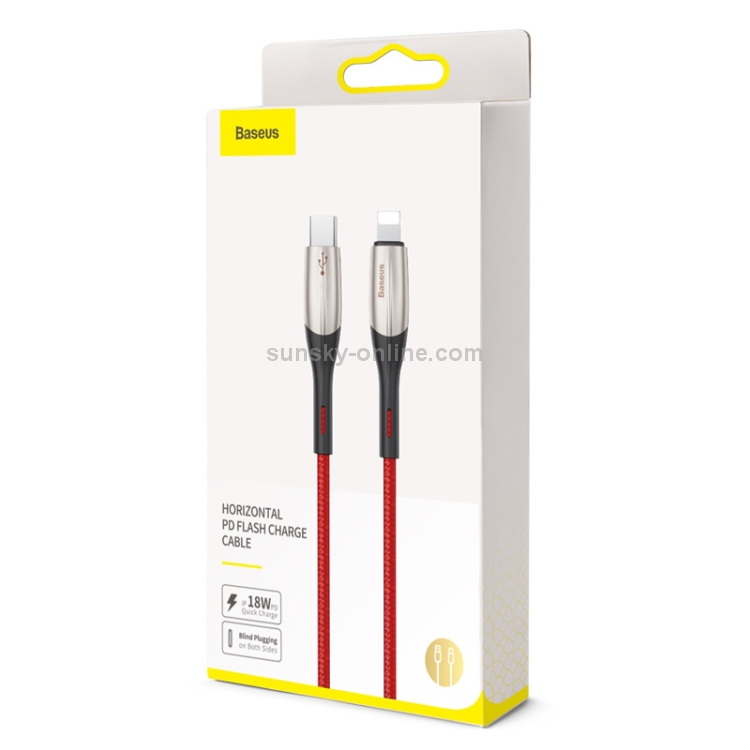 Baseus Horizontal 18W USB-C / Type-C to 8 Pin Data Sync Charging Cable PD Cable, Length: 1m(Red) Baseus Horizontal 18W USB-C / Type-C to 8 Pin Data Sync Charging Cable PD Cable, Length: 1m(Red)