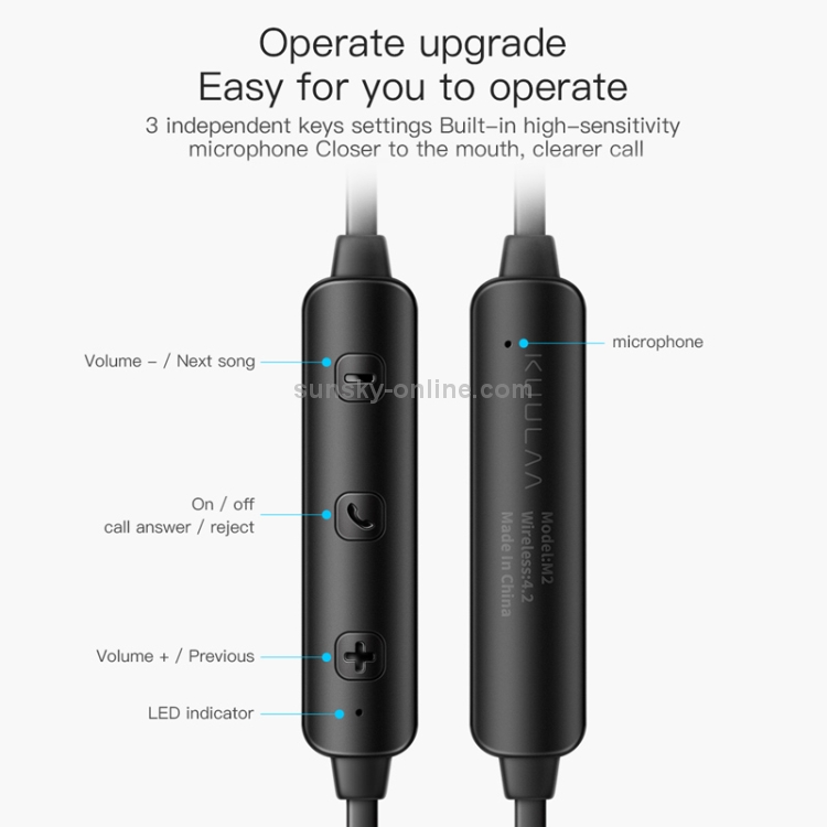 KUULAA M2 Bluetooth 4.2 Magnetic Sport Bluetooth Earphone (Black) KUULAA M2 Bluetooth 4.2 Magnetic Sport Bluetooth Earphone (Black)