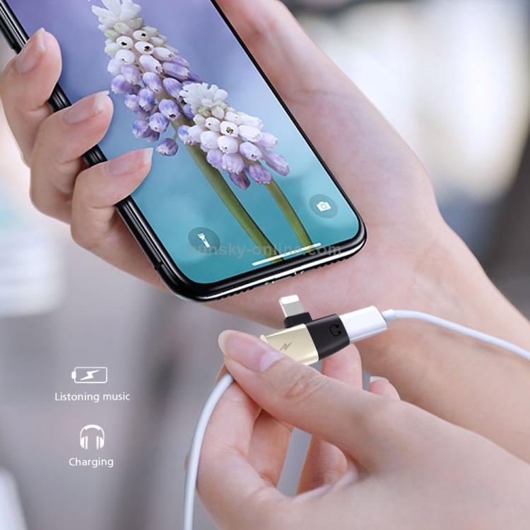 Q26 4 in 1 8 Pin + 8 Pin Female to 8 Pin Male Music + Wired Control + Call + Charging Aluminum Alloy Audio Adapter(Gold) Q26 4 in 1 8 Pin + 8 Pin Female to 8 Pin Male Music + Wired Control + Call + Charging Aluminum Alloy Audio Adapter(Gold)