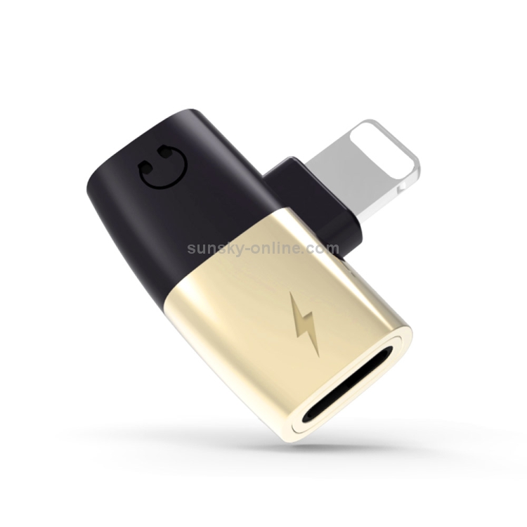 Q26 4 in 1 8 Pin + 8 Pin Female to 8 Pin Male Music + Wired Control + Call + Charging Aluminum Alloy Audio Adapter(Gold) Q26 4 in 1 8 Pin + 8 Pin Female to 8 Pin Male Music + Wired Control + Call + Charging Aluminum Alloy Audio Adapter(Gold)