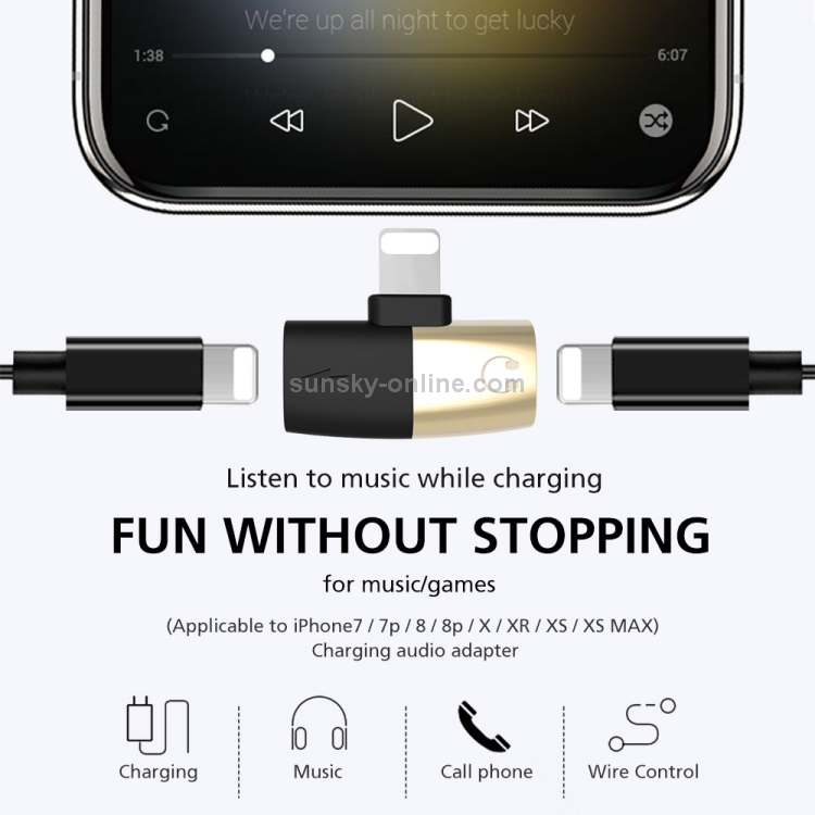 Q26 4 in 1 8 Pin + 8 Pin Female to 8 Pin Male Music + Wired Control + Call + Charging Aluminum Alloy Audio Adapter(Gold) Q26 4 in 1 8 Pin + 8 Pin Female to 8 Pin Male Music + Wired Control + Call + Charging Aluminum Alloy Audio Adapter(Gold)