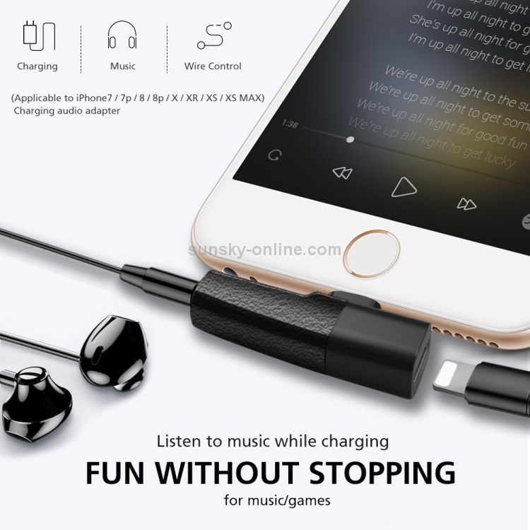 Q27 3 in 1 Music + Wired Control + Charging 8 Pin + 8 Pin to 3.5mm Jack Earphone Adapter(Black) Q27 3 in 1 Music + Wired Control + Charging 8 Pin + 8 Pin to 3.5mm Jack Earphone Adapter(Black)