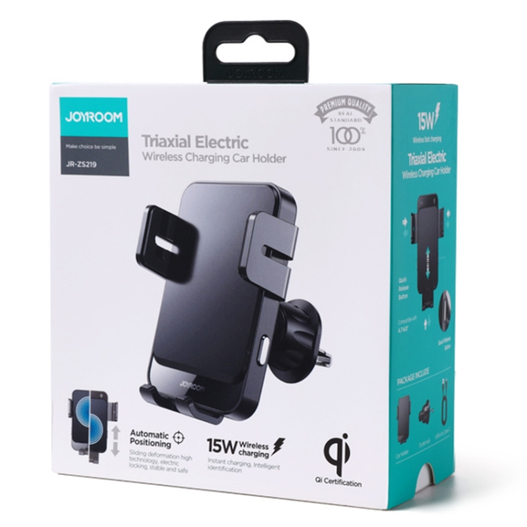 JOYROOM JR-ZS219 Three-axis Car Air Outlet Wireless Charging Mobile Phone Bracket Holder (Black) JOYROOM JR-ZS219 Three-axis Car Air Outlet Wireless Charging Mobile Phone Bracket Holder (Black)