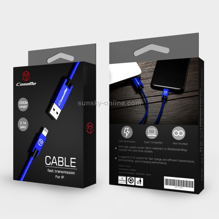 CaseMe 25cm 5V 2.1A Cloth Weave 3D Aluminium Alloy 8 Pin to USB Data Sync Charging Cable CaseMe 25cm 5V 2.1A Cloth Weave 3D Aluminium Alloy 8 Pin to USB Data Sync Charging Cable