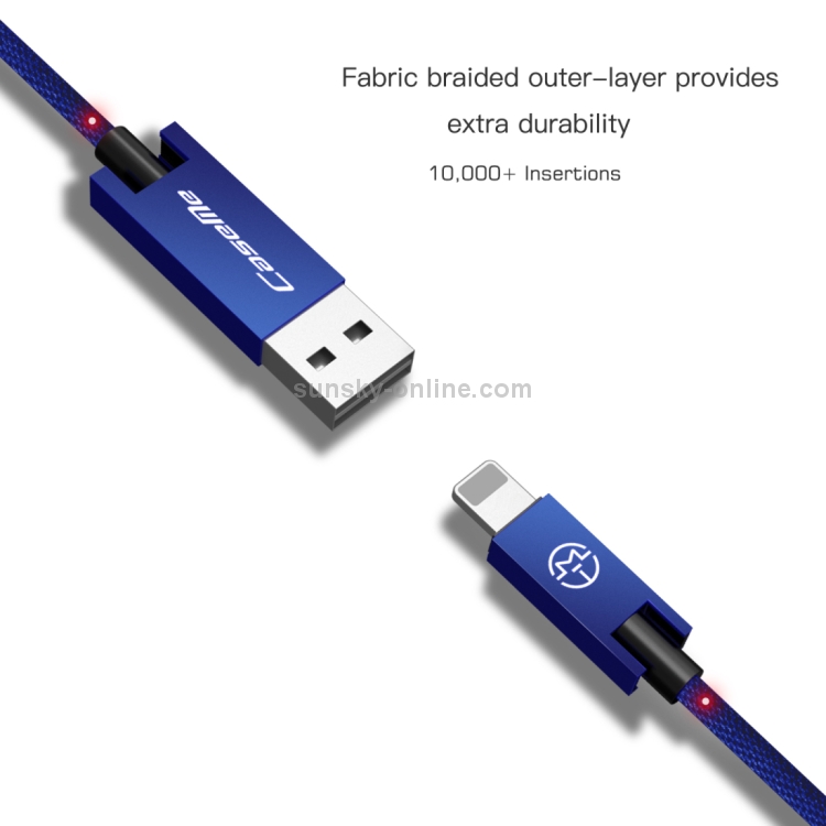 CaseMe 25cm 5V 2.1A Cloth Weave 3D Aluminium Alloy 8 Pin to USB Data Sync Charging Cable CaseMe 25cm 5V 2.1A Cloth Weave 3D Aluminium Alloy 8 Pin to USB Data Sync Charging Cable