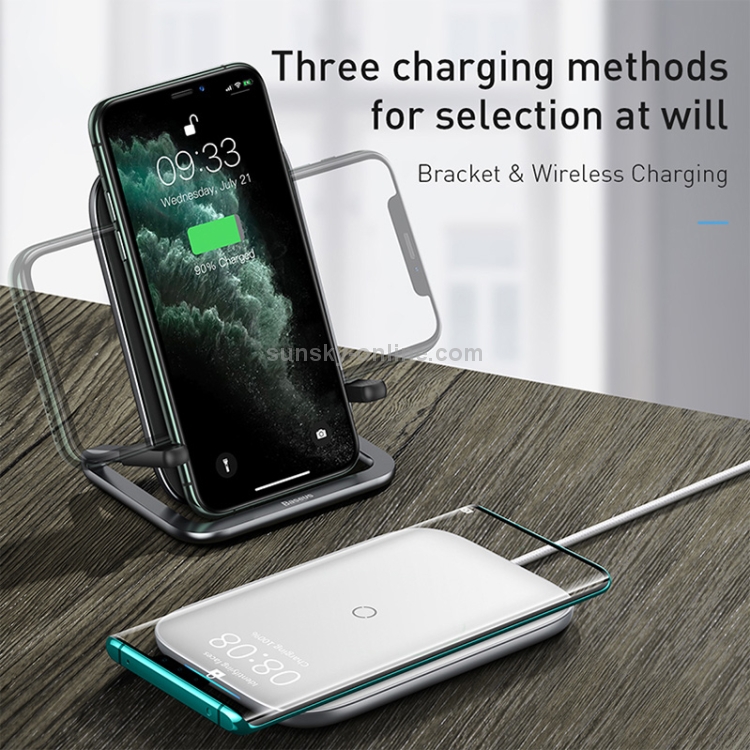 Baseus 15W Rib Horizontal and Vertical Holder Wireless Charger with 1m USB Cable(Black) Baseus 15W Rib Horizontal and Vertical Holder Wireless Charger with 1m USB Cable(Black)