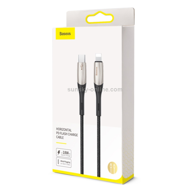 Baseus Horizontal 18W USB-C / Type-C to 8 Pin Data Sync Charging Cable PD Cable, Length: 0.5m(Black) Baseus Horizontal 18W USB-C / Type-C to 8 Pin Data Sync Charging Cable PD Cable, Length: 0.5m(Black)