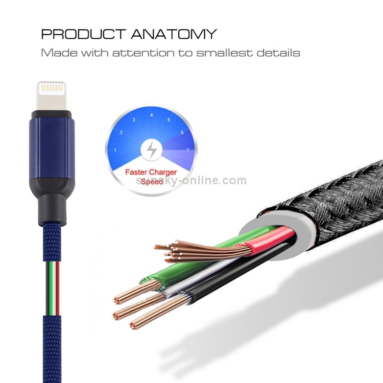 3A USB to 8 Pin Braided Data Cable, Cable Length: 1m(Dark Blue) 3A USB to 8 Pin Braided Data Cable, Cable Length: 1m(Dark Blue)