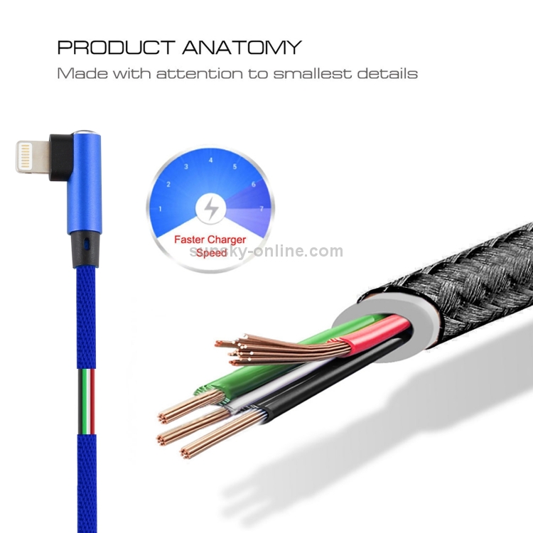2A USB Elbow to 8 Pin Elbow Braided Data Cable, Cable Length: 1m(Blue) 2A USB Elbow to 8 Pin Elbow Braided Data Cable, Cable Length: 1m(Blue)