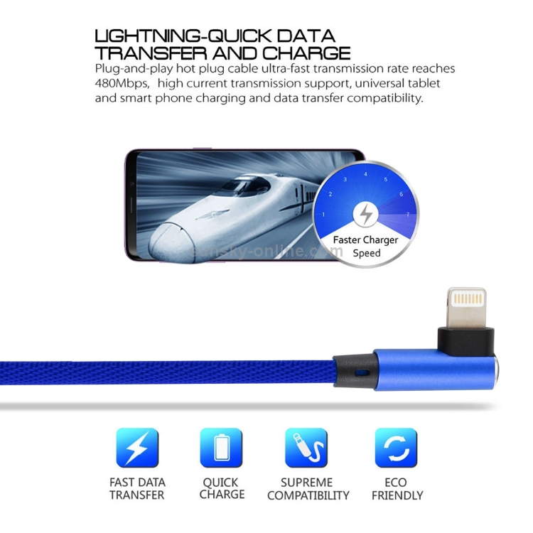 2A USB Elbow to 8 Pin Elbow Braided Data Cable, Cable Length: 1m(Blue) 2A USB Elbow to 8 Pin Elbow Braided Data Cable, Cable Length: 1m(Blue)
