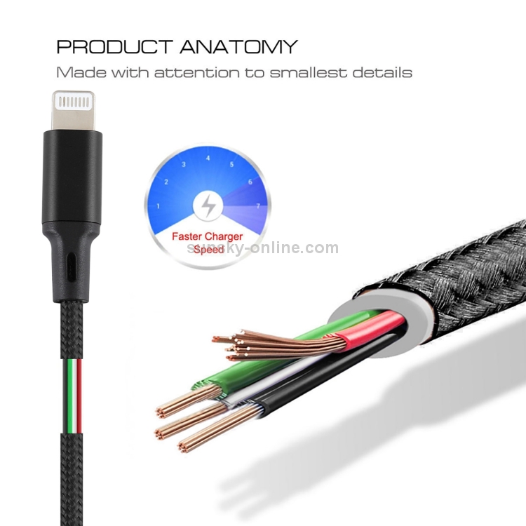 2A USB to 8 Pin Braided Data Cable, Cable Length: 1m(Black) 2A USB to 8 Pin Braided Data Cable, Cable Length: 1m(Black)