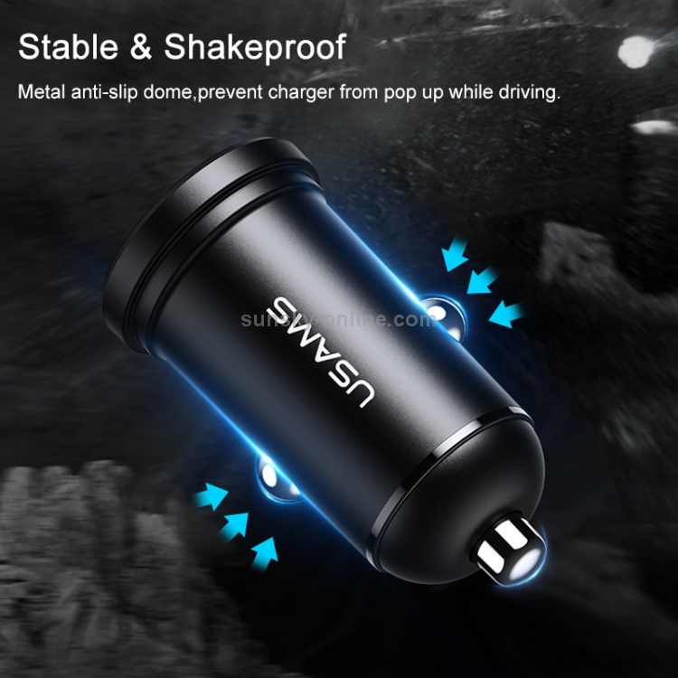 USAMS US-CC114 C20 2.4A Mini Dual USB Car Charger (Black) USAMS US-CC114 C20 2.4A Mini Dual USB Car Charger (Black)