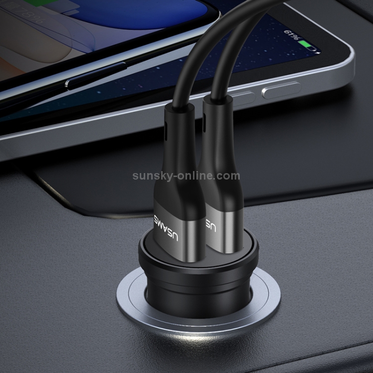 USAMS US-CC114 C20 2.4A Mini Dual USB Car Charger (Black) USAMS US-CC114 C20 2.4A Mini Dual USB Car Charger (Black)