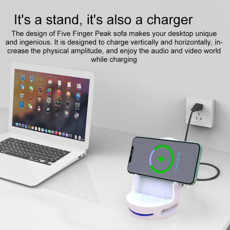 V8 15W Five-finger Sofa Phone Magnetic Suction Wireless Charger Stand (Black)