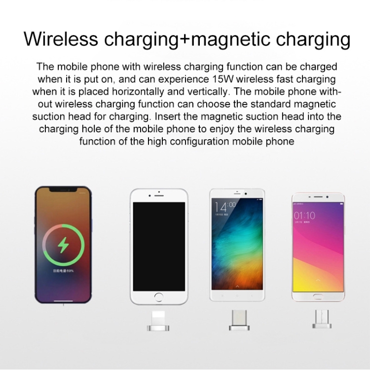 V8 15W Five-finger Sofa Phone Magnetic Suction Wireless Charger Stand (Black)