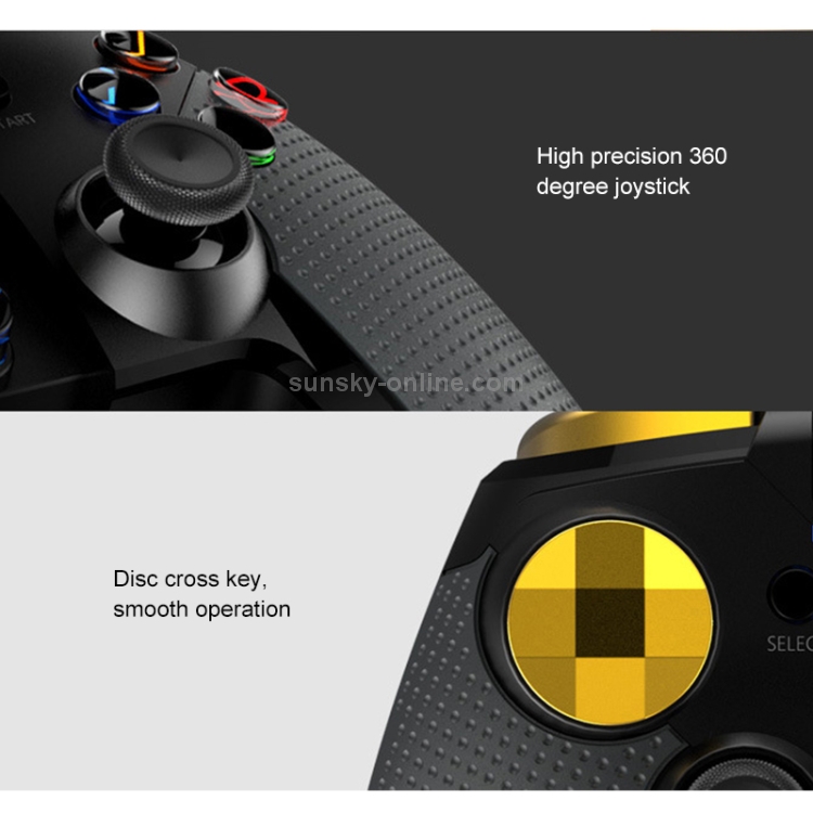 SUNSKY - ipega Golden Warrior Wireless Bluetooth Gaming Controller Grip Game Pad with Bracket & LED Light(Black)