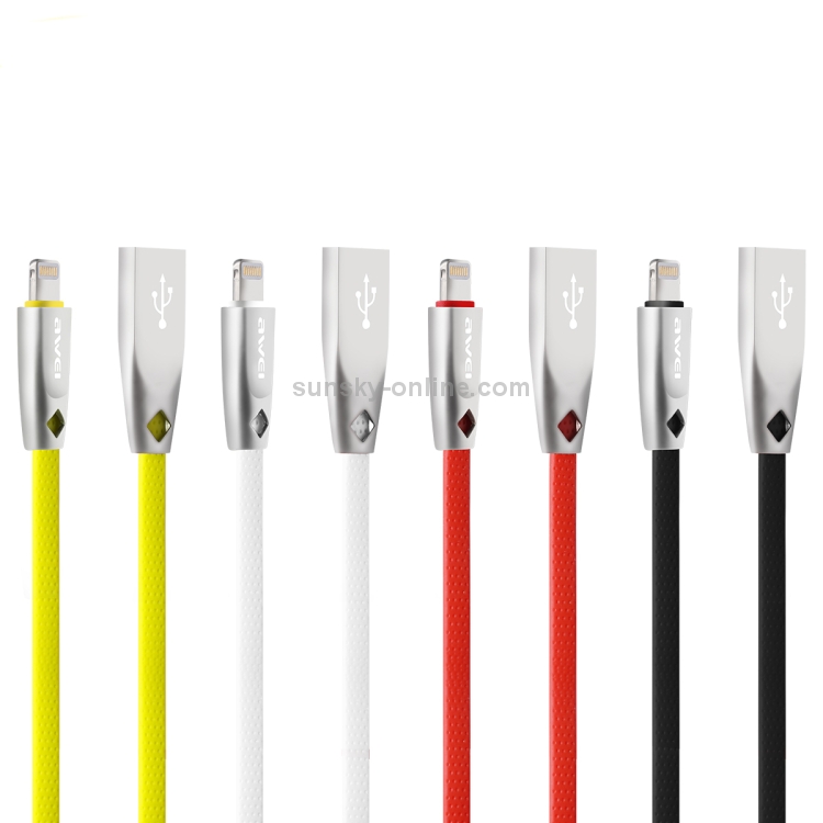 AWEI CL-95 USB to 8 Pin Portable Quick Charging TPE + Aluminum Alloy Data Cable, 2A, Length: 1m (White) AWEI CL-95 USB to 8 Pin Portable Quick Charging TPE + Aluminum Alloy Data Cable, 2A, Length: 1m (White)