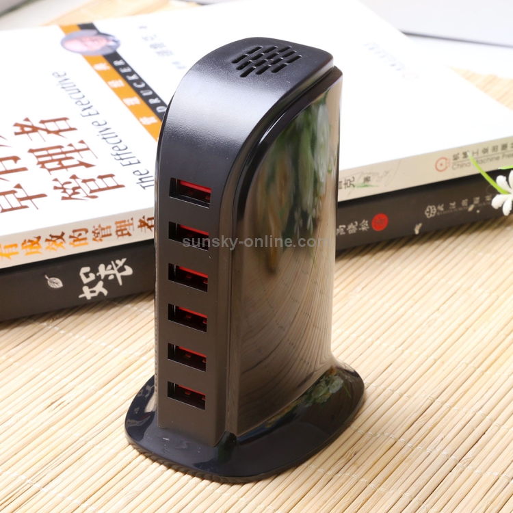 853L 30W 6 Ports USB Fast Charging Dock Smart Charger AC100-240V (Black) 853L 30W 6 Ports USB Fast Charging Dock Smart Charger AC100-240V (Black)