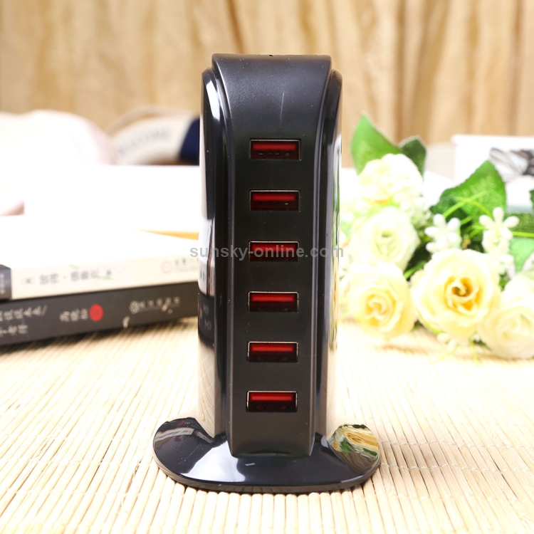 853L 30W 6 Ports USB Fast Charging Dock Smart Charger AC100-240V (Black) 853L 30W 6 Ports USB Fast Charging Dock Smart Charger AC100-240V (Black)