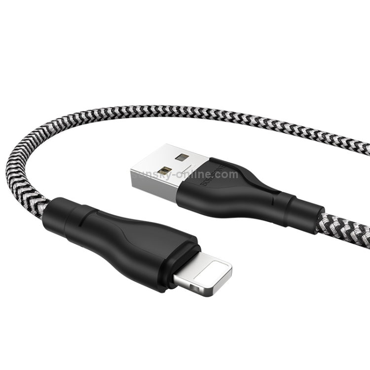 Borofone BX39 1m 2.4A Max Output USB to 8 Pin Beneficial Charging Data Cable (Black White)