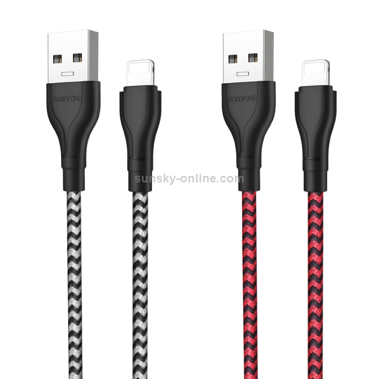 Borofone BX39 1m 2.4A Max Output USB to 8 Pin Beneficial Charging Data Cable (Black White)