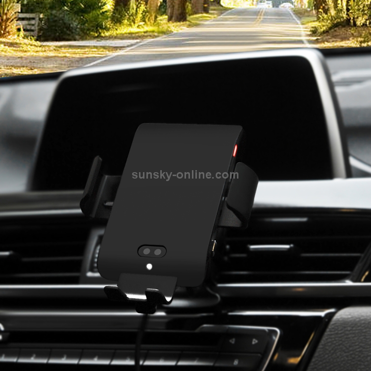 Cargador inalámbrico para coche C13 de 10 W para iPhone XR / XS Max /  Galaxy S9 + / S9 / Huawei Mate 20 Pro y otros teléfonos compatibles con Qi,  compatible con control de voz (negro)