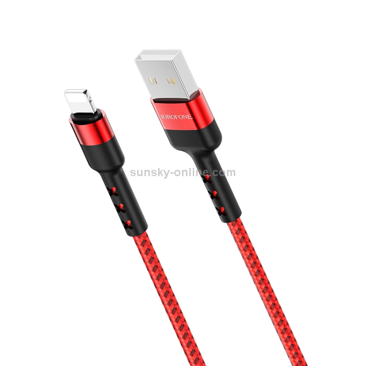 Borofone BX34 1m 2.4A Max Output Advantage USB to 8 Pin Data Sync Charging Cable(Red) Borofone BX34 1m 2.4A Max Output Advantage USB to 8 Pin Data Sync Charging Cable(Red)